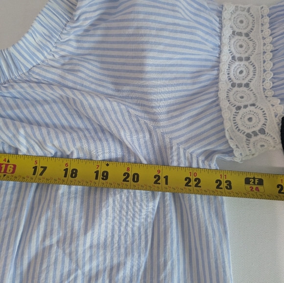 Joe's Jeans Women's Marlee Pleasant Blouse White And Blue Straiped Size M Cotton - Picture 9 of 10